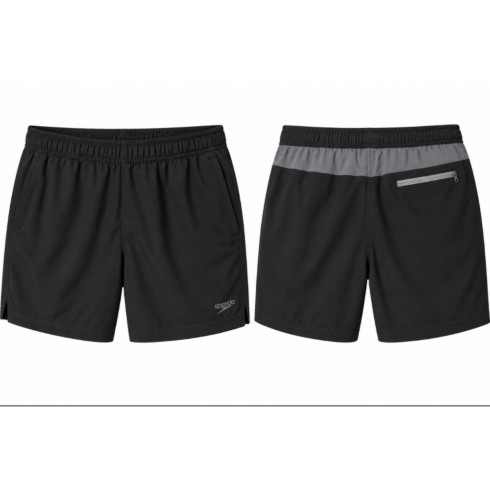 Speedo Swim Trunks Men's Small Black Zipper Pocket Quick Dry Board Shorts